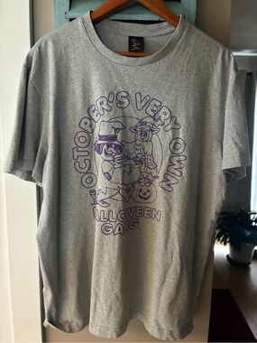 OVO Gray Short Sleeve Halloween Graphic Tee with Purple Print